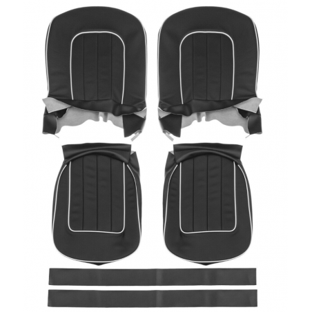 Kit housses de siège,  vinyle noir, liseré blanc, Triumph TR2 -TR3